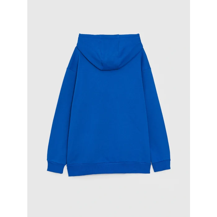 XSIDE Mavi Uzun Kollu Baskılı Erkek Kalın Hoodie