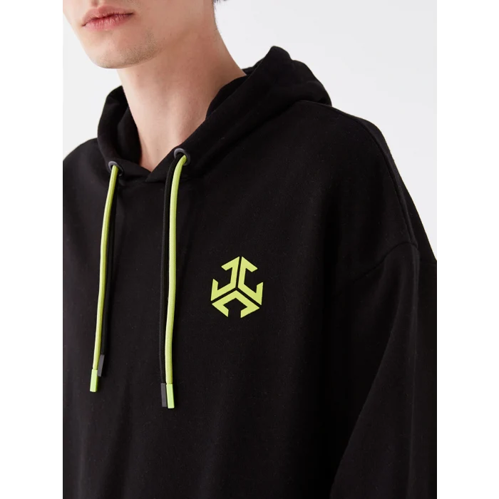 XSIDE Siyah Uzun Kollu Baskılı Erkek Hoodie