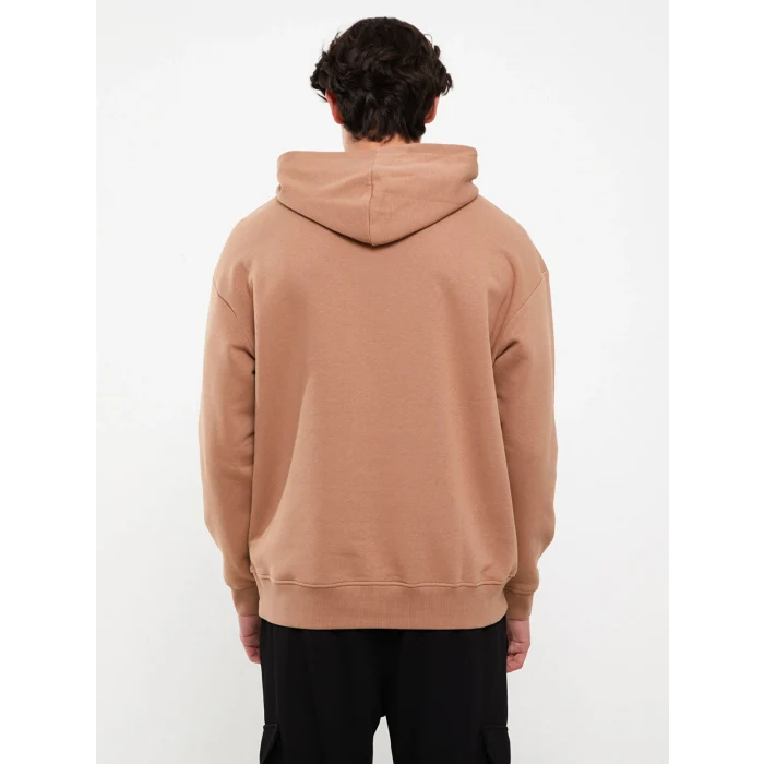 XSIDE Kahverengi Uzun Kollu Baskılı Erkek Kalın Hoodie