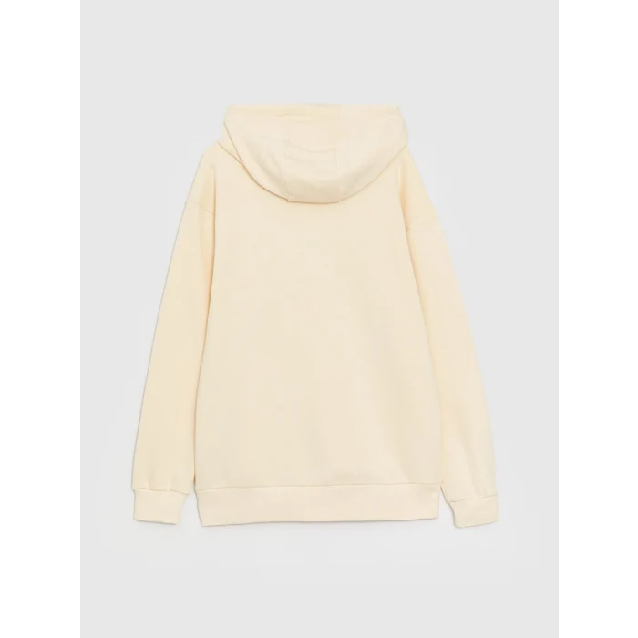 XSIDE Ekru Uzun Kollu Baskılı Erkek Kalın Hoodie