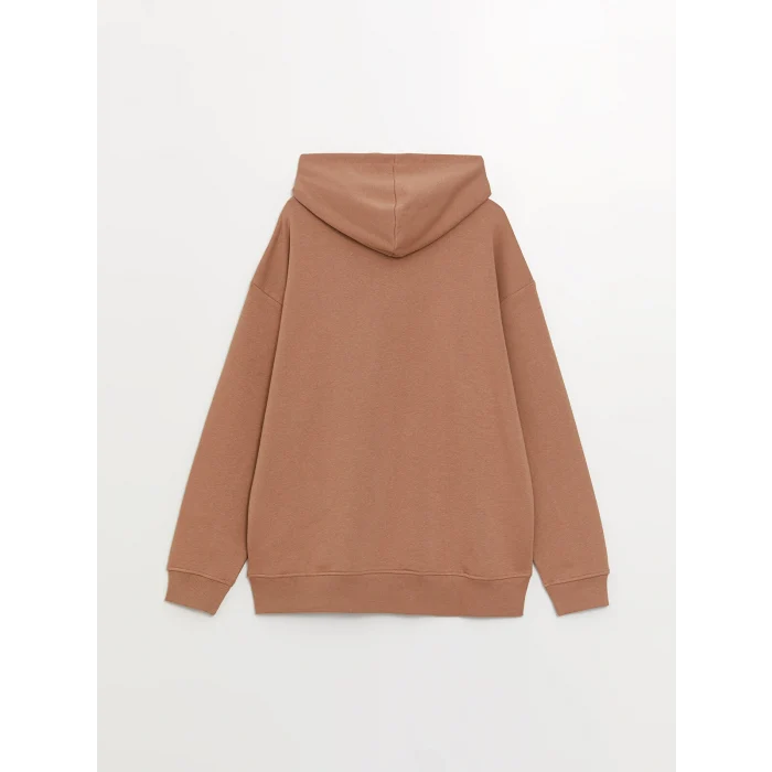 XSIDE Kahverengi Uzun Kollu Baskılı Erkek Kalın Hoodie