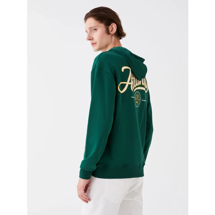 XSIDE Yeşil Uzun Kollu Baskılı Erkek Hoodie