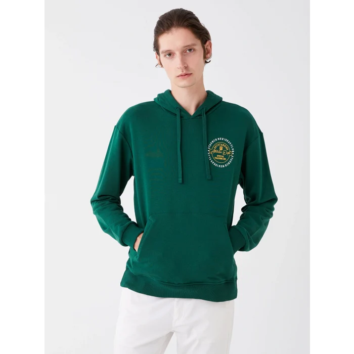 XSIDE Yeşil Uzun Kollu Baskılı Erkek Hoodie
