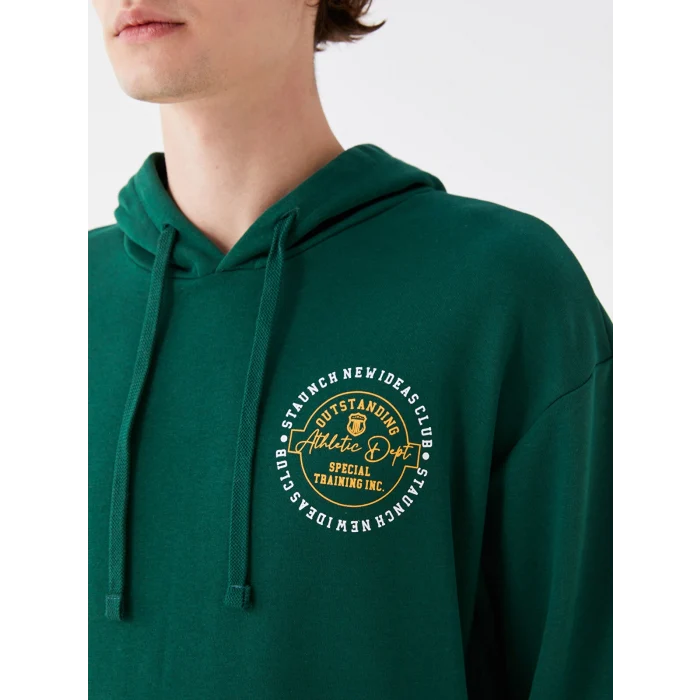 XSIDE Yeşil Uzun Kollu Baskılı Erkek Hoodie