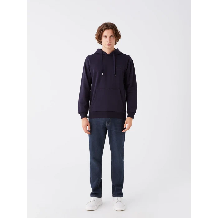 XSIDE Lacivert Uzun Kollu Baskılı Erkek Kalın Hoodie