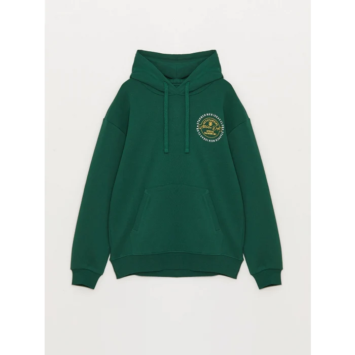 XSIDE Yeşil Uzun Kollu Baskılı Erkek Hoodie