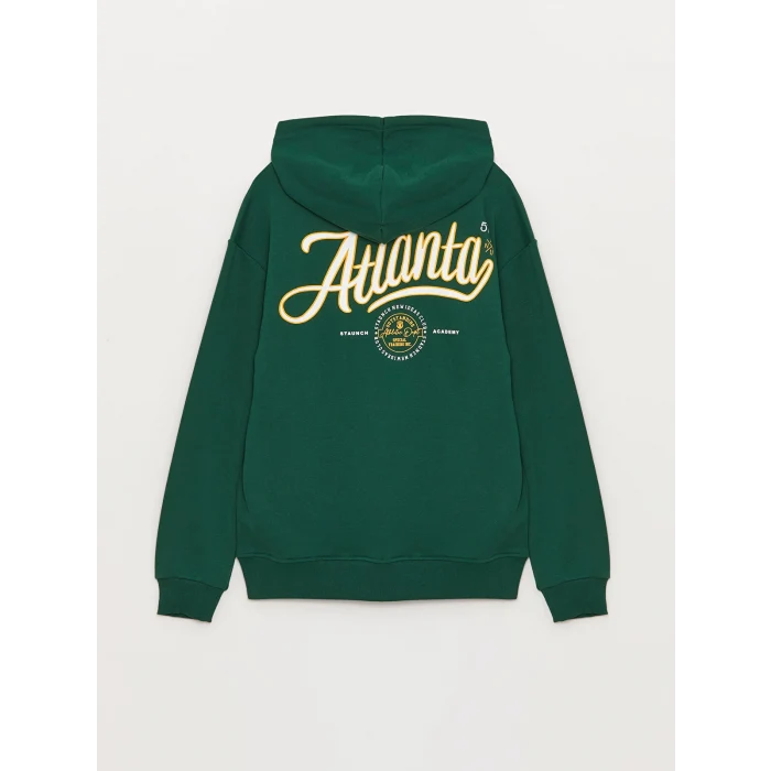 XSIDE Yeşil Uzun Kollu Baskılı Erkek Hoodie