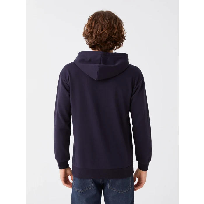 XSIDE Lacivert Uzun Kollu Baskılı Erkek Kalın Hoodie