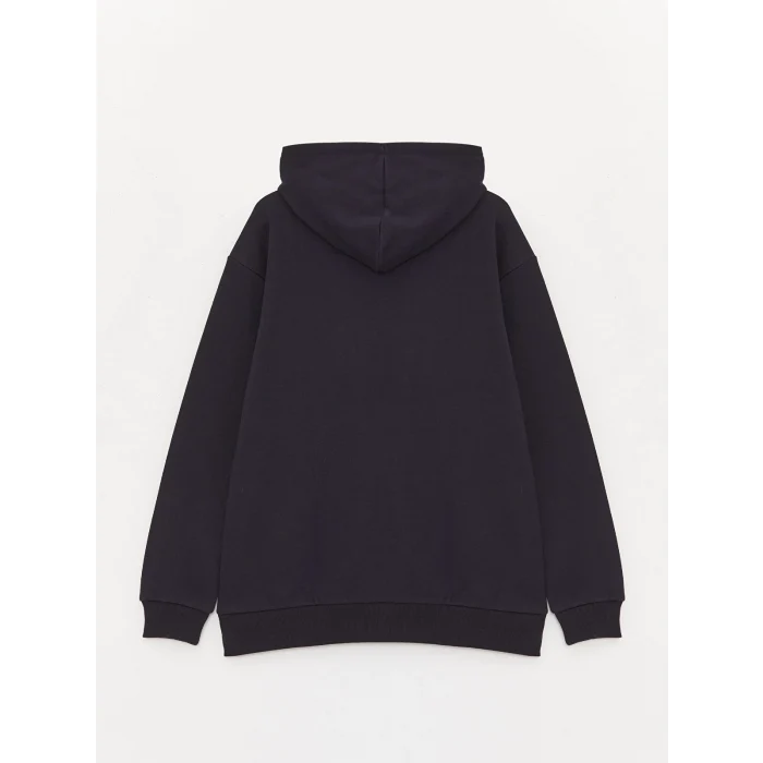 XSIDE Lacivert Uzun Kollu Baskılı Erkek Kalın Hoodie