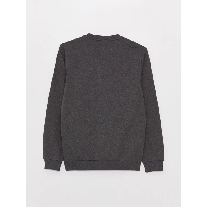 XSIDE Antrasit Bisiklet Yaka Baskılı Erkek Kalın Sweatshirt