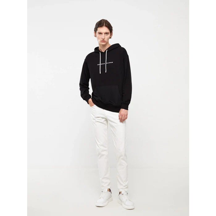 XSIDE Siyah Uzun Kollu Baskılı Erkek Hoodie