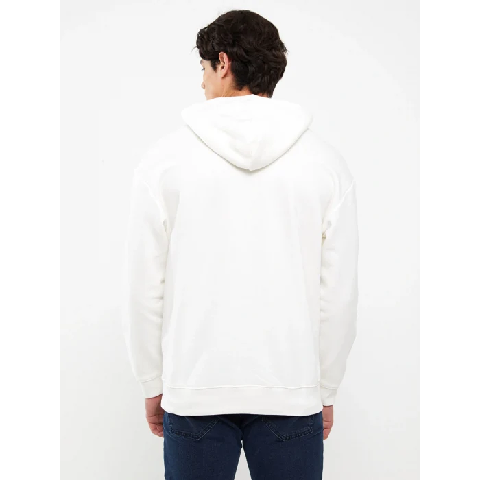XSIDE Beyaz Uzun Kollu Baskılı Erkek Kalın Hoodie
