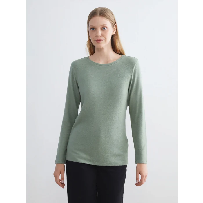 LCWAIKIKI Basic Yeşil Bisiklet Yaka Kadın Body