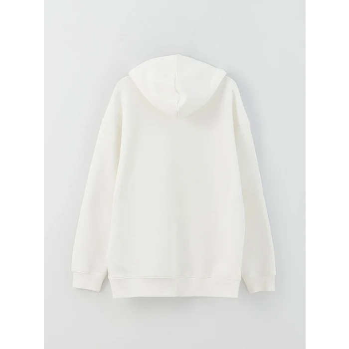 XSIDE Beyaz Uzun Kollu Baskılı Erkek Kalın Hoodie