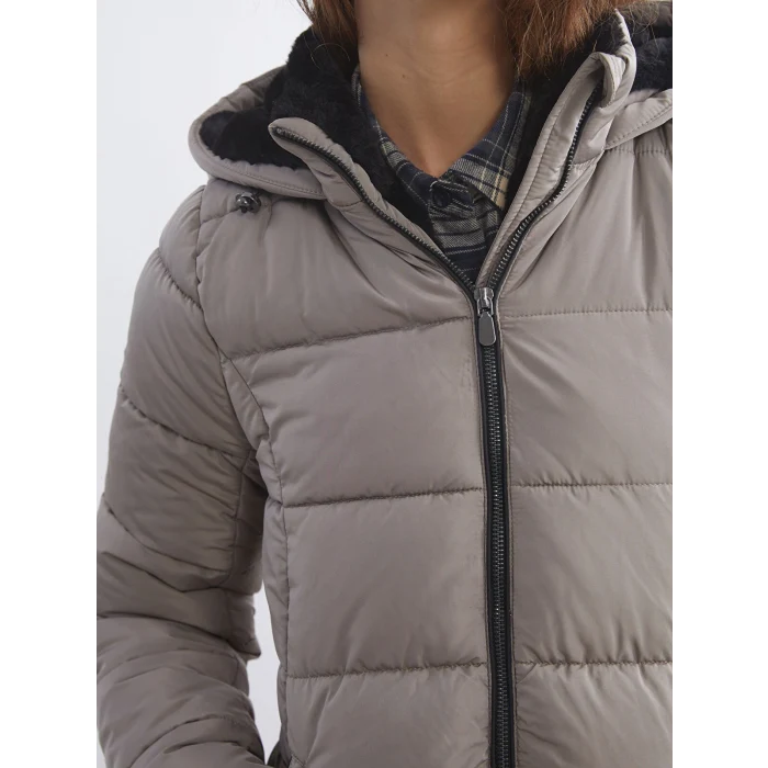 XSIDE Kahverengi Kapüşonlu Kadın Şişme Mont