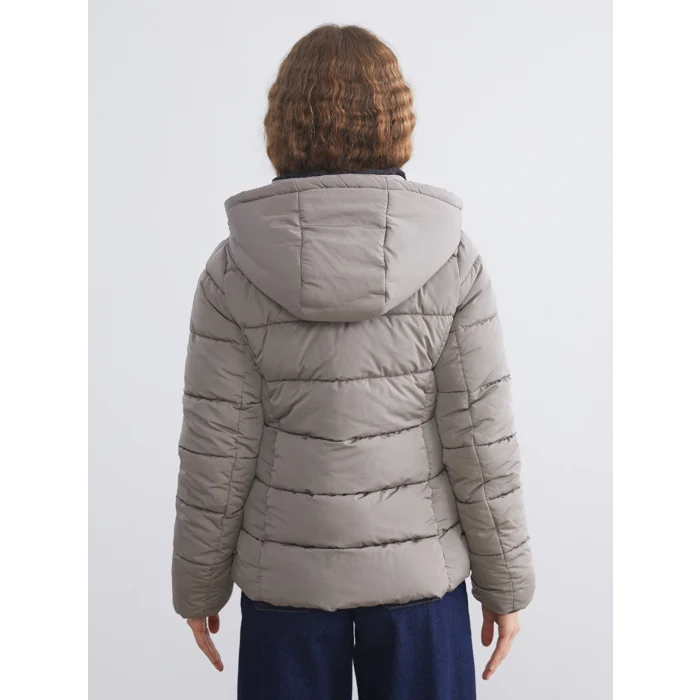 XSIDE Kahverengi Kapüşonlu Kadın Şişme Mont