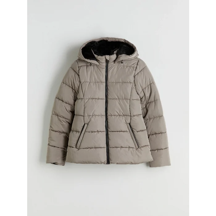 XSIDE Kahverengi Kapüşonlu Kadın Şişme Mont