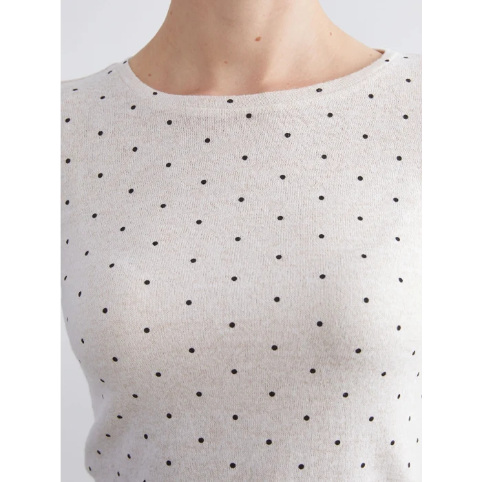 LCWAIKIKI Basic Bej Bisiklet Yaka Puantiyeli Kadın Body