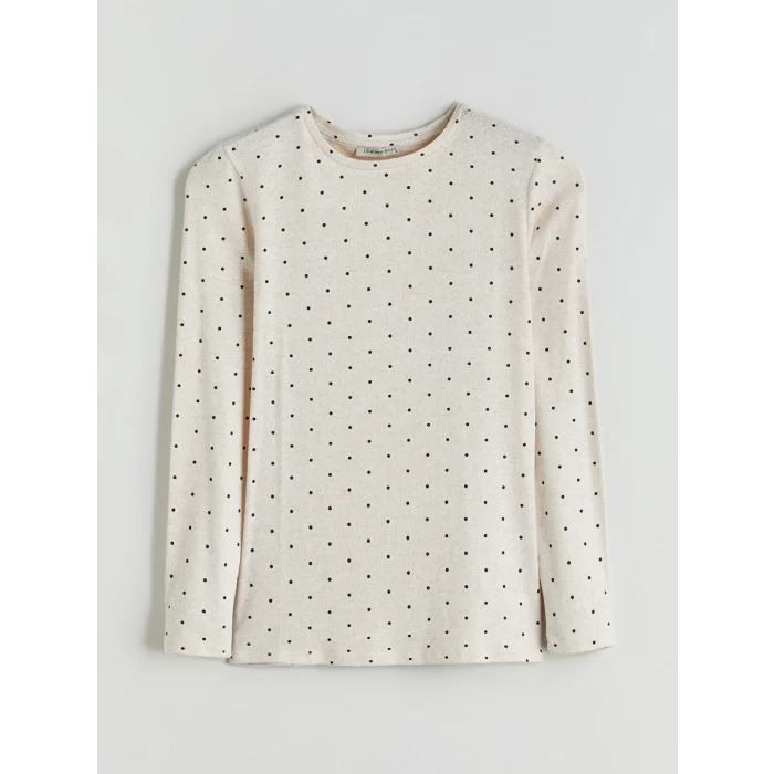 LCWAIKIKI Basic Bej Bisiklet Yaka Puantiyeli Kadın Body