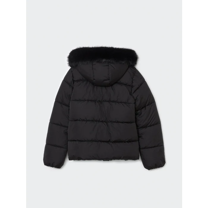 LCW Vision Siyah Kadın Kapüşonlu Düz Şişme Mont