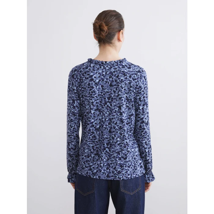 LCW Grace Lacivert Bağlamalı Yaka Desenli Bluz