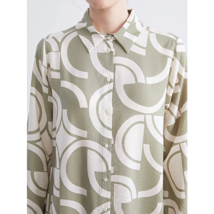 LCWAIKIKI Classic Yeşil Desenli Kadın Gömlek Tunik