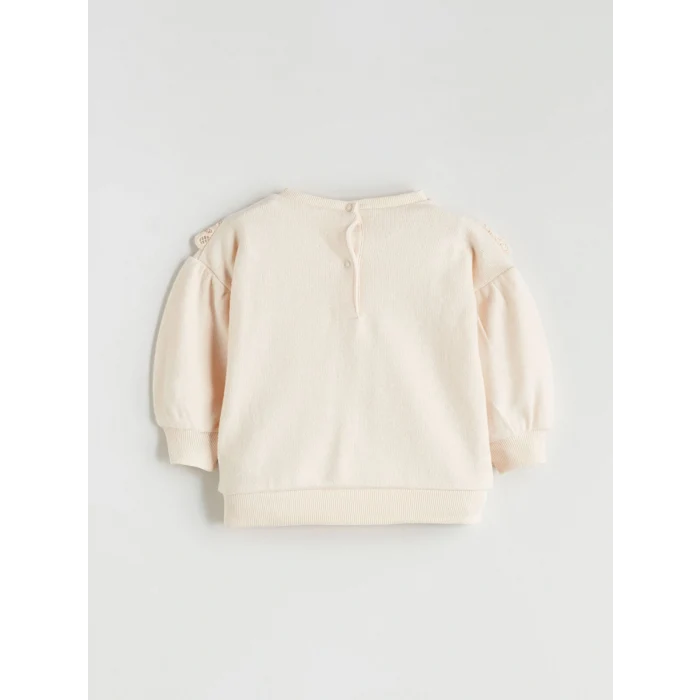 LCW baby Bej Bebe Yaka Kız Bebek Sweatshirt ve Tayt Pantolon