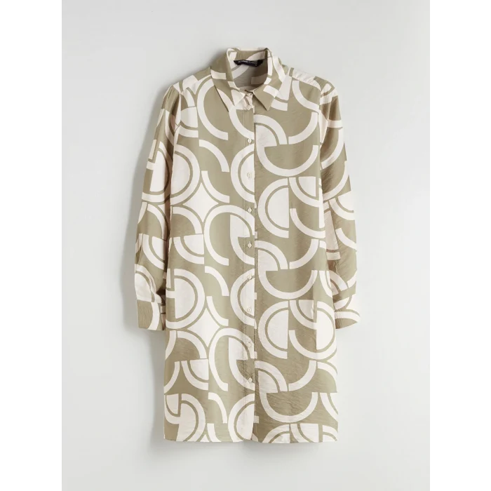 LCWAIKIKI Classic Yeşil Desenli Kadın Gömlek Tunik