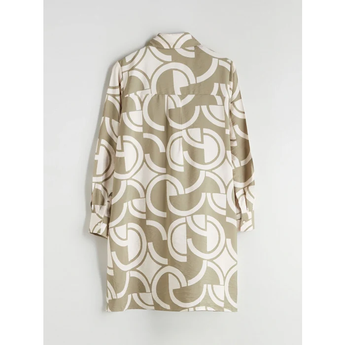 LCWAIKIKI Classic Yeşil Desenli Kadın Gömlek Tunik