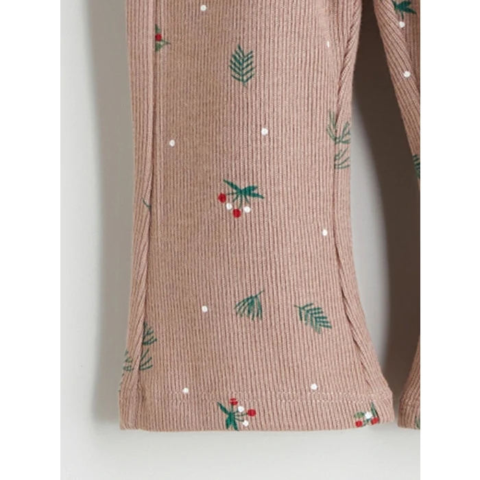 LCW baby Bej Bebe Yaka Kız Bebek Sweatshirt ve Tayt Pantolon