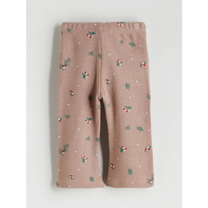 LCW baby Bej Bebe Yaka Kız Bebek Sweatshirt ve Tayt Pantolon