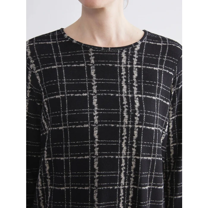 LCW Grace Siyah Bisiklet Yaka Desenli Bluz