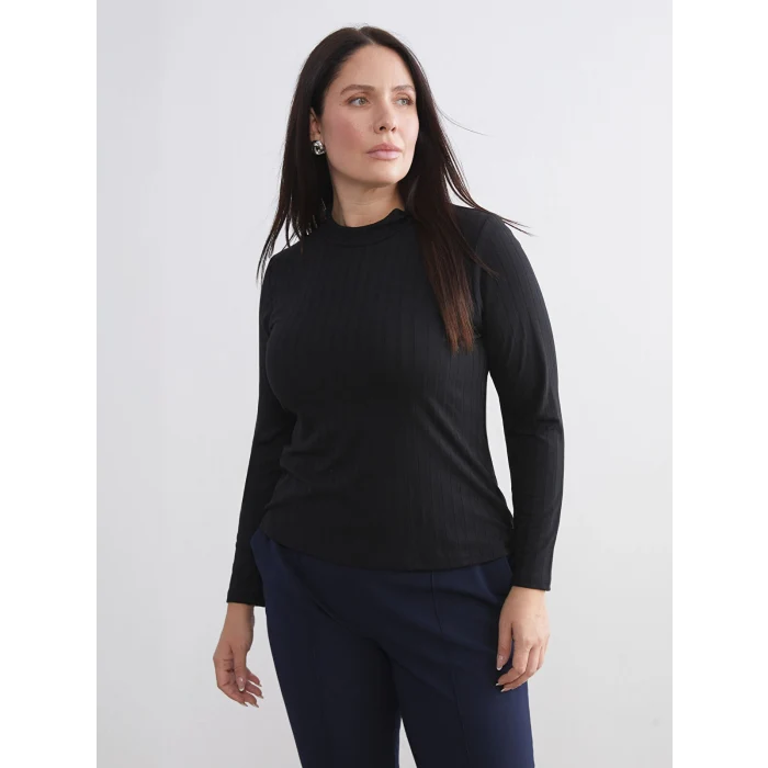 LCWAIKIKI Basic Siyah Dik Yaka Kadın Body