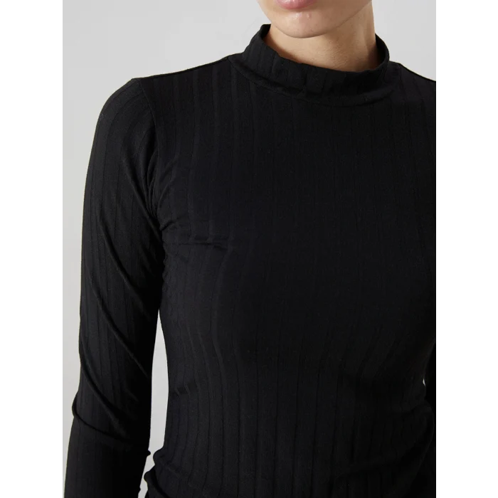 LCWAIKIKI Basic Siyah Dik Yaka Kadın Body