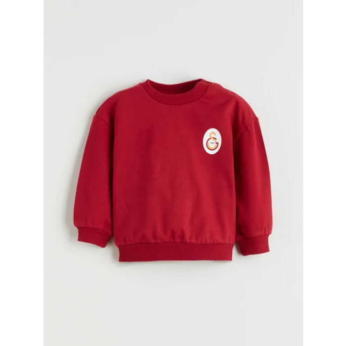 LCW baby Kırmızı Bisiklet Yaka Galatasaray Baskılı Erkek Bebek Sweatshirt ve Eşofman Alt 2li Takım