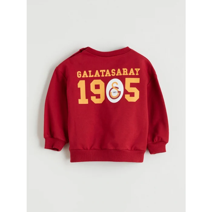 LCW baby Kırmızı Bisiklet Yaka Galatasaray Baskılı Erkek Bebek Sweatshirt ve Eşofman Alt 2li Takım