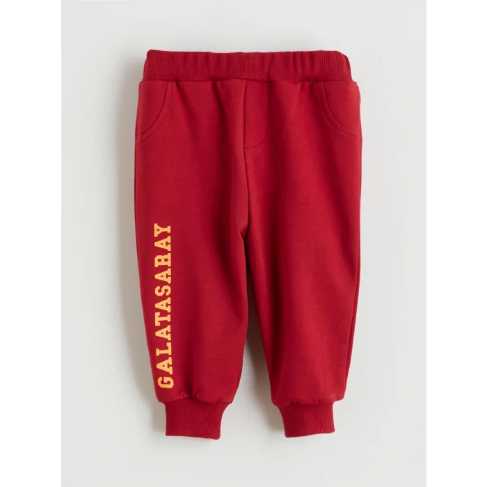 LCW baby Kırmızı Bisiklet Yaka Galatasaray Baskılı Erkek Bebek Sweatshirt ve Eşofman Alt 2li Takım