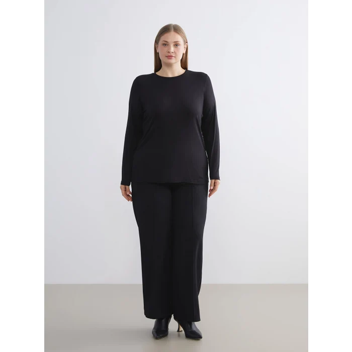 LCWAIKIKI Classic Siyah Bisiklet Yaka Kadın Tişört