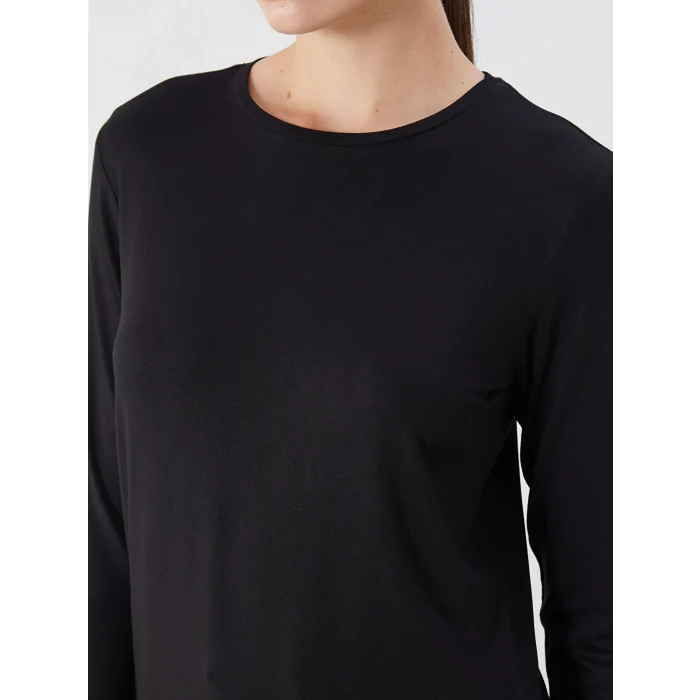 LCWAIKIKI Classic Siyah Bisiklet Yaka Kadın Tişört