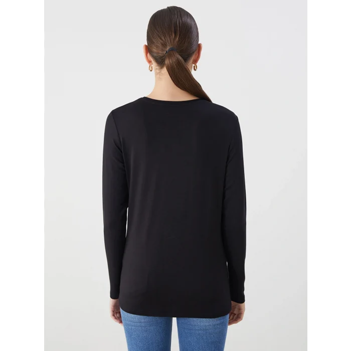 LCWAIKIKI Classic Siyah Bisiklet Yaka Kadın Tişört