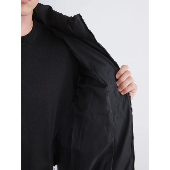 XSIDE Siyah Rahat Kalıp Dik Yaka Erkek Şişme Mont