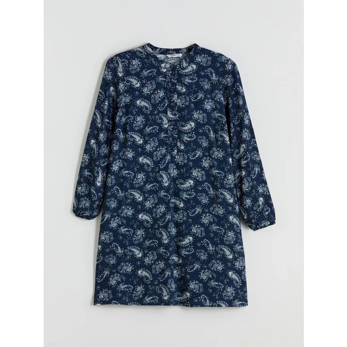 LCW Grace İndigo Hakim Yaka Desenli Kadın Tunik