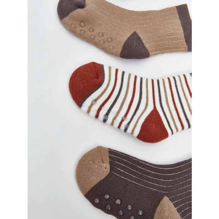 LCW baby Turuncu Desenli Erkek Bebek Soket Çorap 4lü