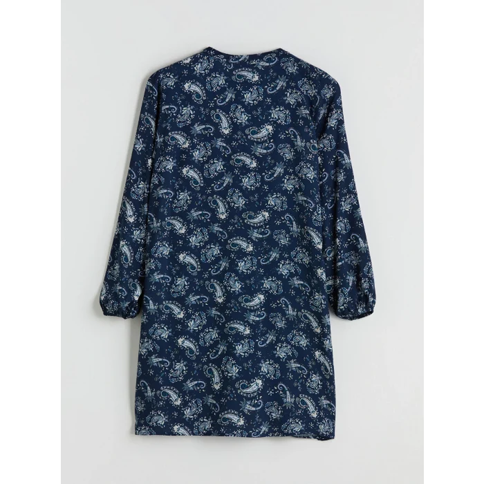 LCW Grace İndigo Hakim Yaka Desenli Kadın Tunik