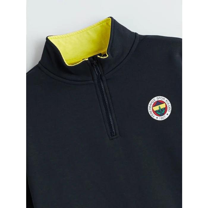 LCW Kids Lacivert Dik Yaka Baskılı Erkek Çocuk Sweatshirt