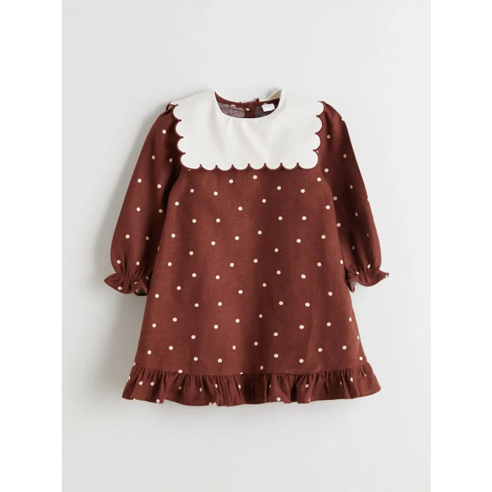 LCW Kids Kırmızı Yaka Detaylı Puantiyeli Kız Çocuk Elbise