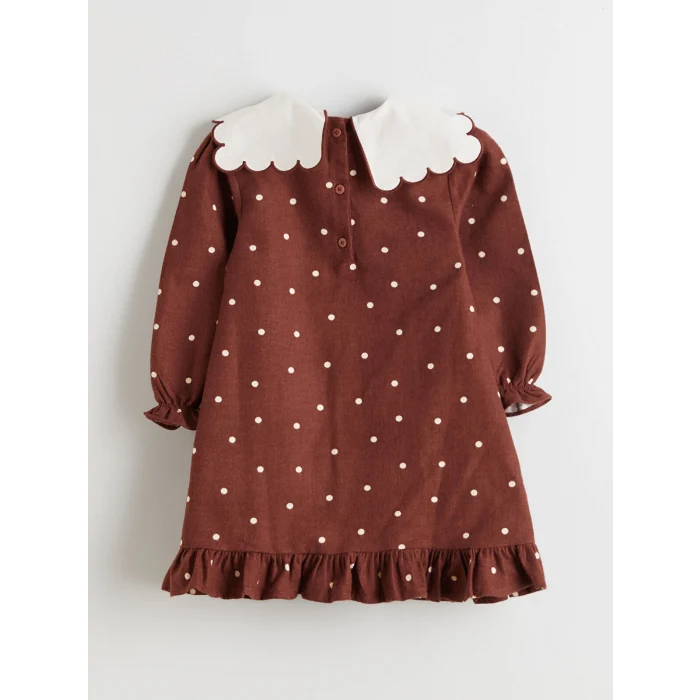 LCW Kids Kırmızı Yaka Detaylı Puantiyeli Kız Çocuk Elbise