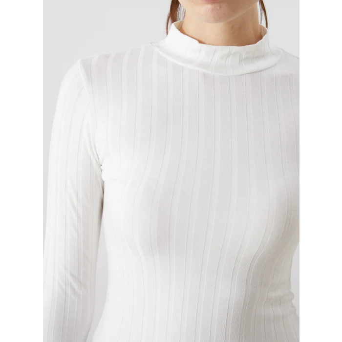 LCWAIKIKI Basic Ekru Dik Yaka Kadın Body