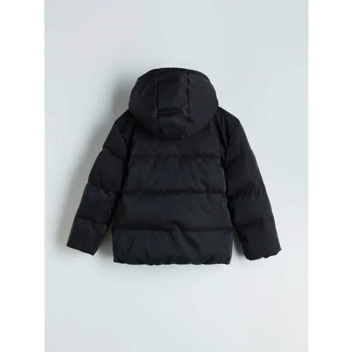 LCW Kids Siyah Kapüşonlu Kız Çocuk Kaban