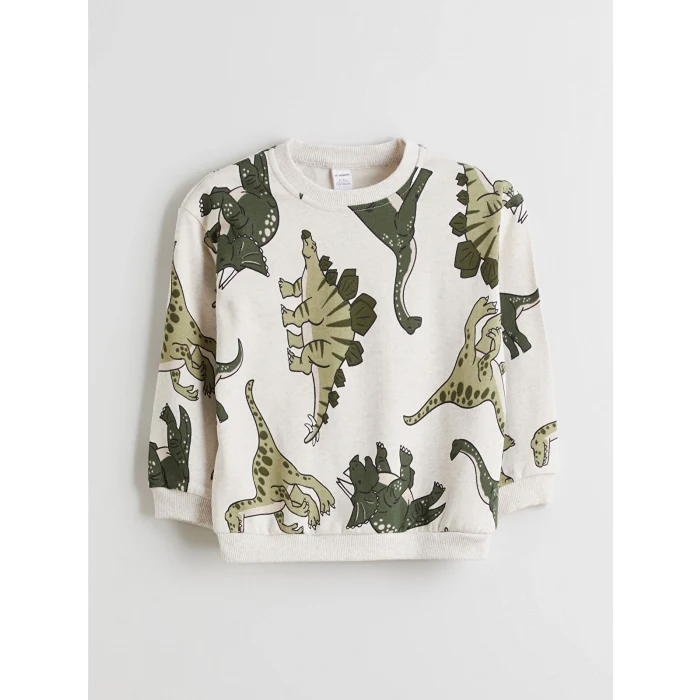 LCW Kids Beyaz Bisiklet Yaka Erkek Çocuk Sweatshirt ve Eşofman Alt